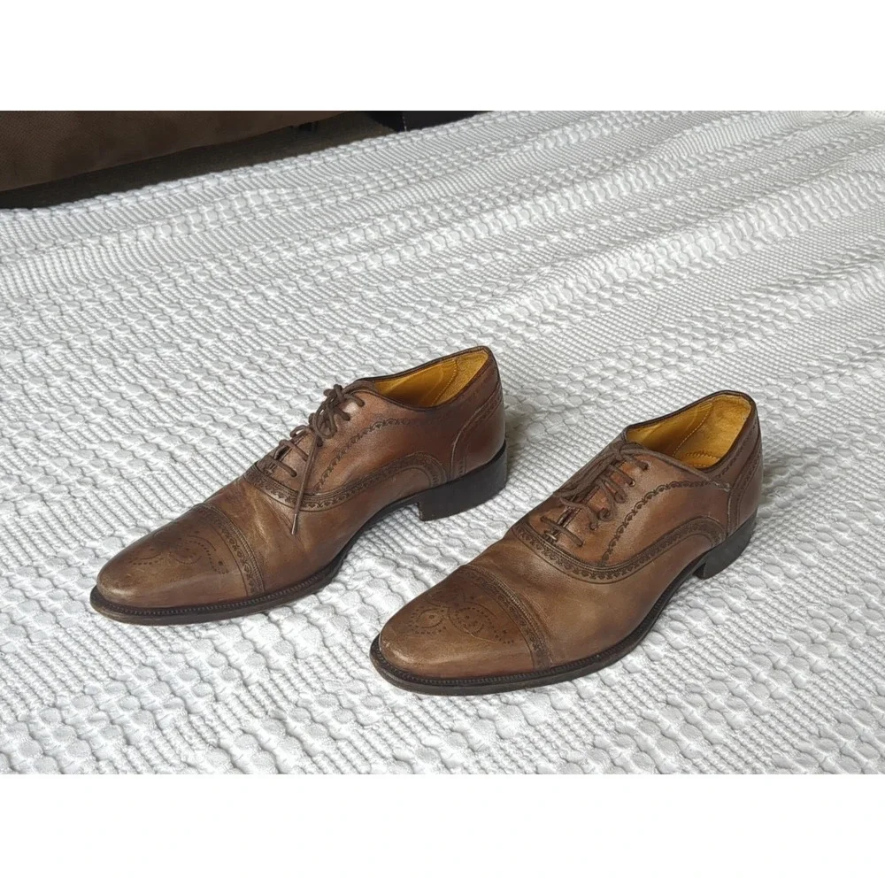 Canali‎ Wingtip Oxford Leather Dress Shoes Sz 9 US 42 EU Brown Lace Up